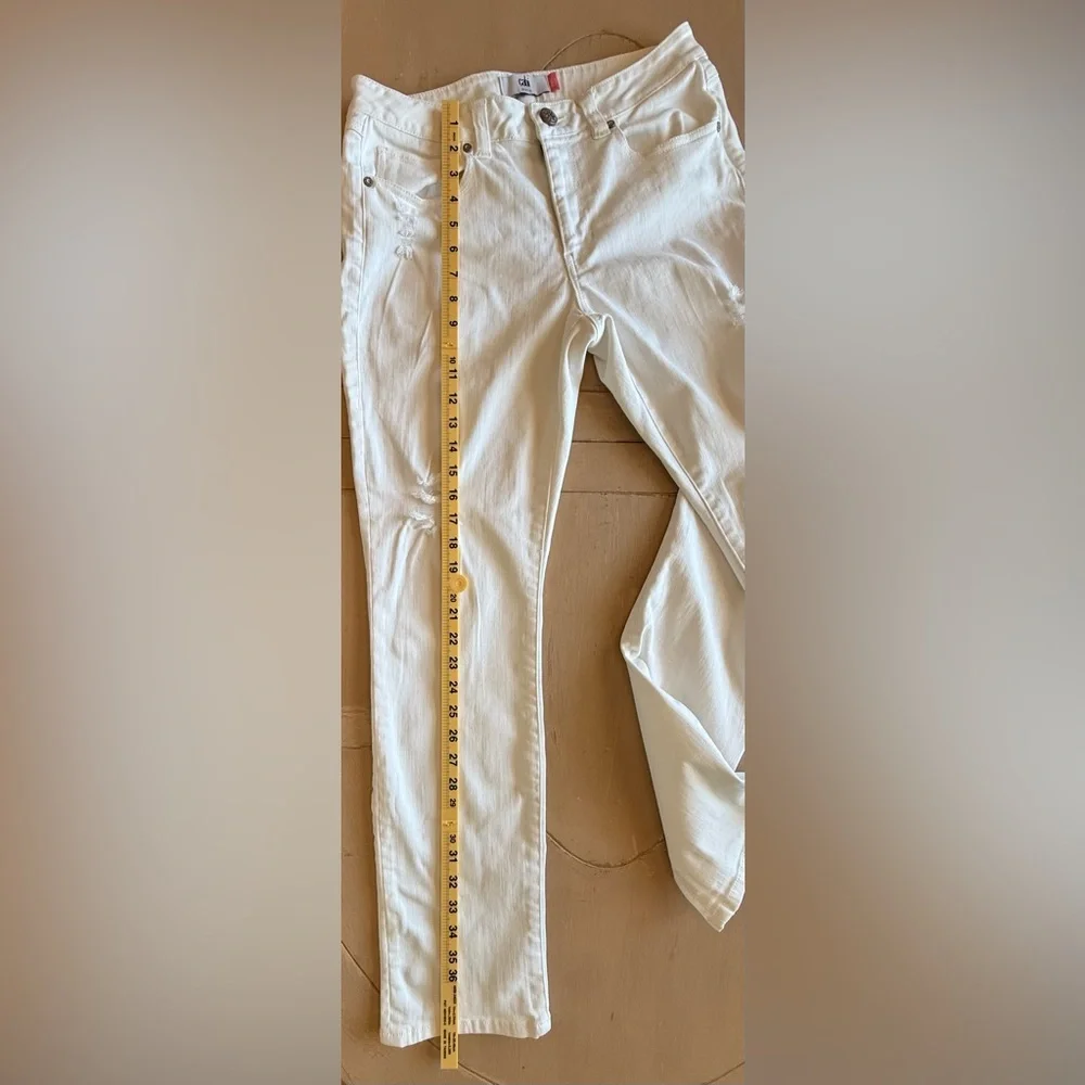 CAbi White Distressed Straight-Leg Jeans - Picture 6 of 8